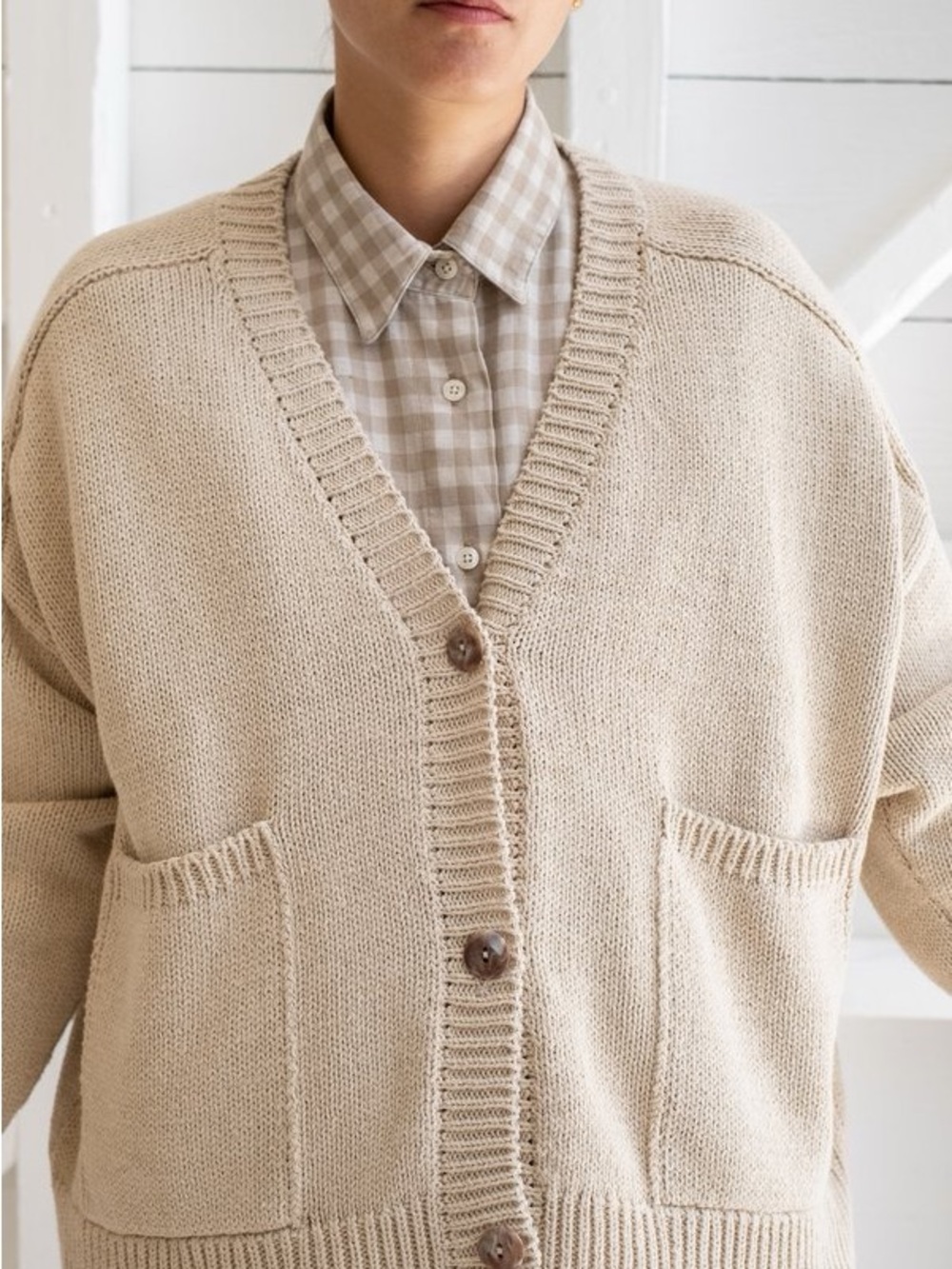 Cordero Saddle Cardigan, Beige